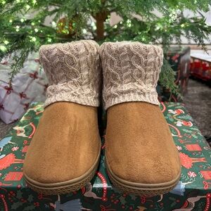 Cozy Knit Cuff Muk Luks Ankle Booties